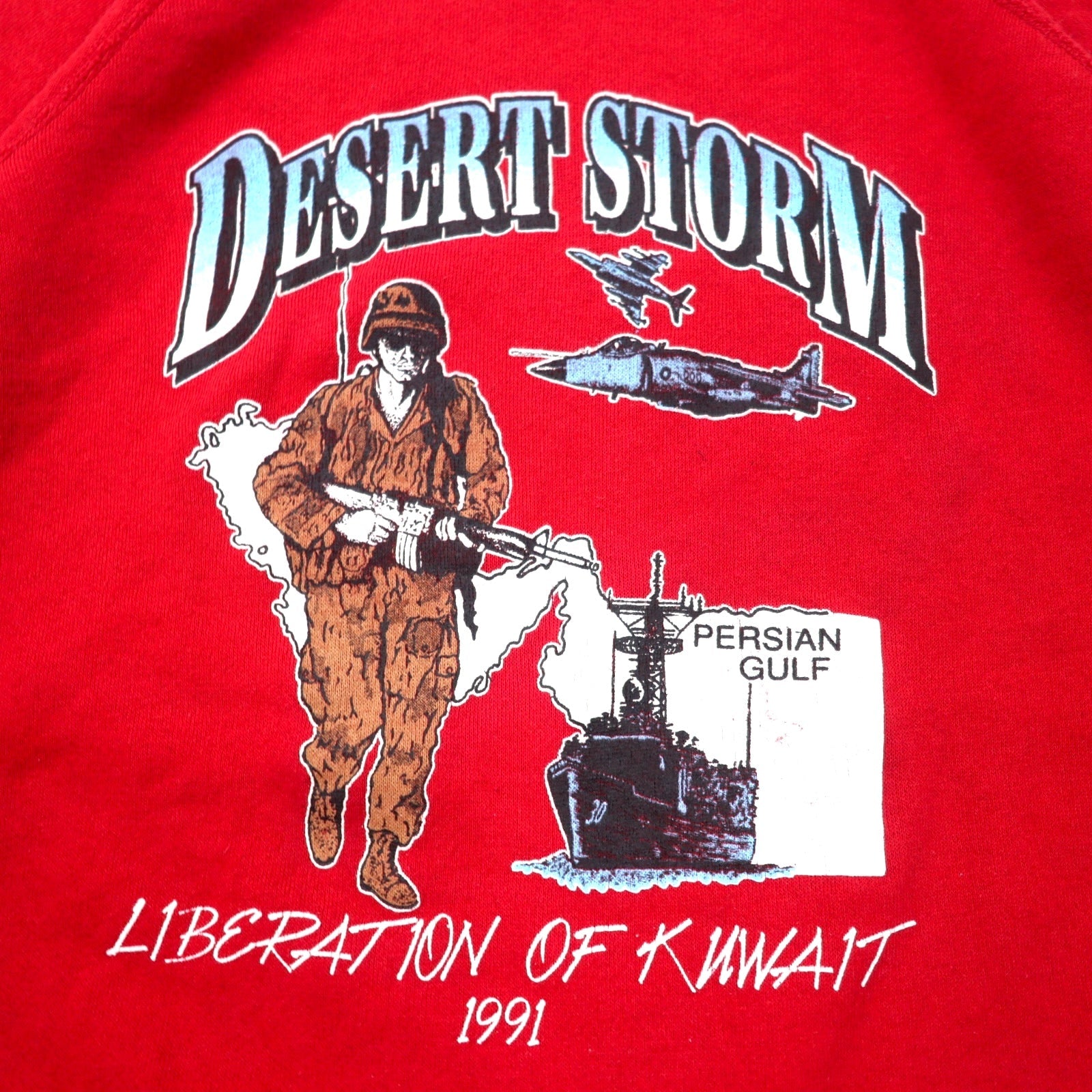 Felpa stampata ARTEX USA anni '90 XL rossa cotone felpato DESERT STORM