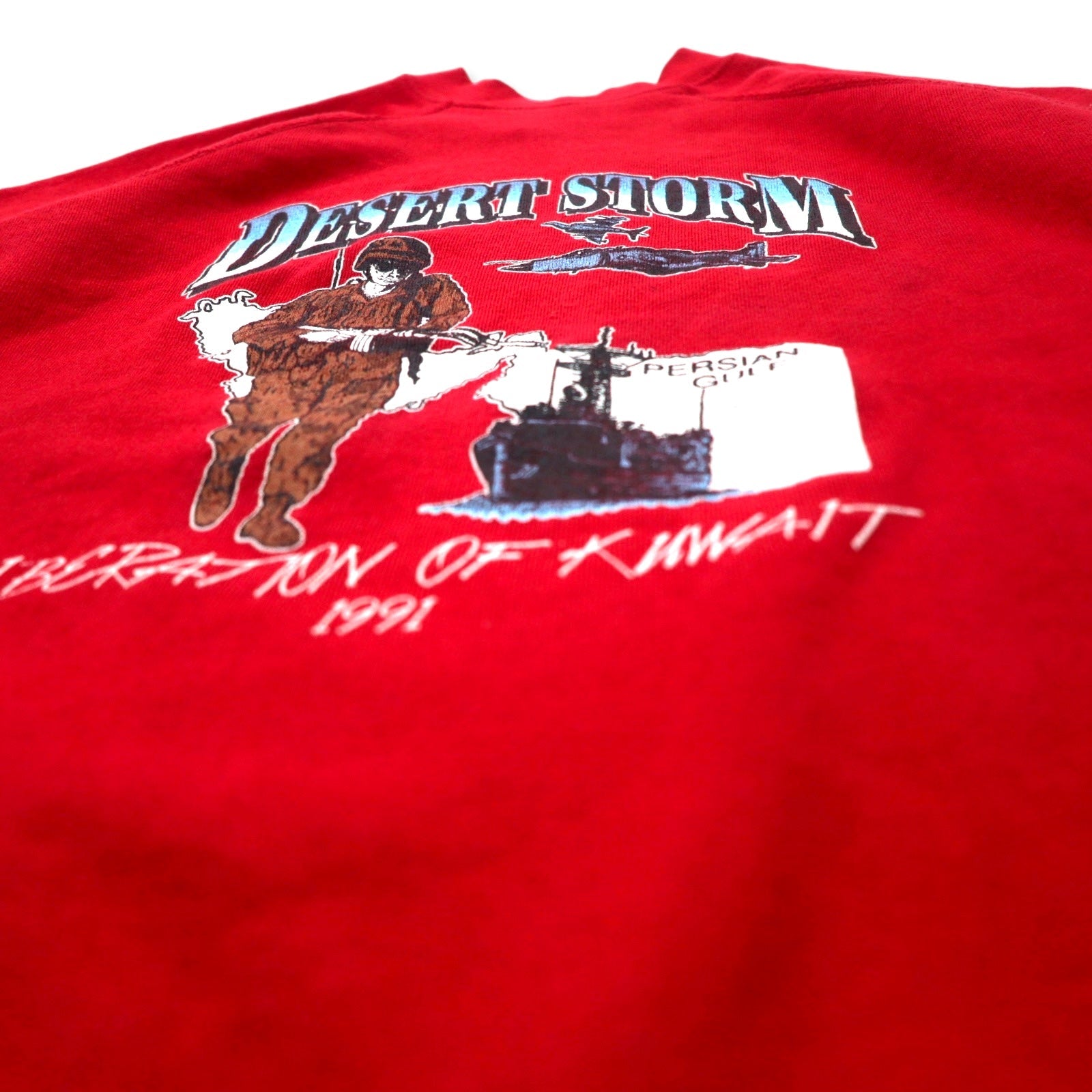 Felpa stampata ARTEX USA anni '90 XL rossa cotone felpato DESERT STORM