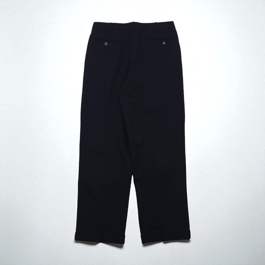 TOMMY HILFIGER 90年代 2タック ワイド スラックスパンツ L ネイビー ウール ギャバジン