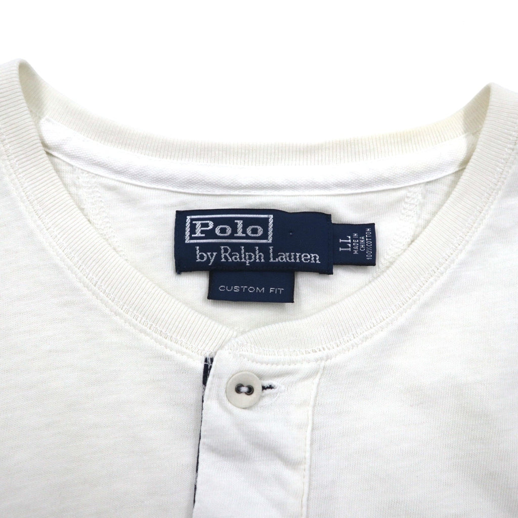 Polo by Ralph Lauren Maglietta a maniche corte Henley XL bianca, stampa a inchiostro, numerazione, CUSTOM FIT