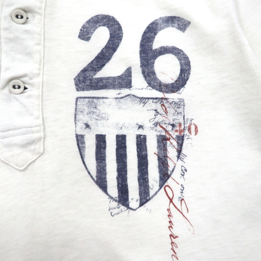 Polo by Ralph Lauren Maglietta a maniche corte Henley XL bianca, stampa a inchiostro, numerazione, CUSTOM FIT