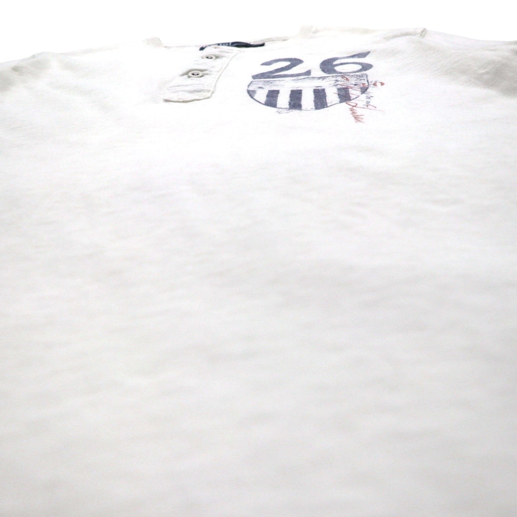 Polo by Ralph Lauren Maglietta a maniche corte Henley XL bianca, stampa a inchiostro, numerazione, CUSTOM FIT