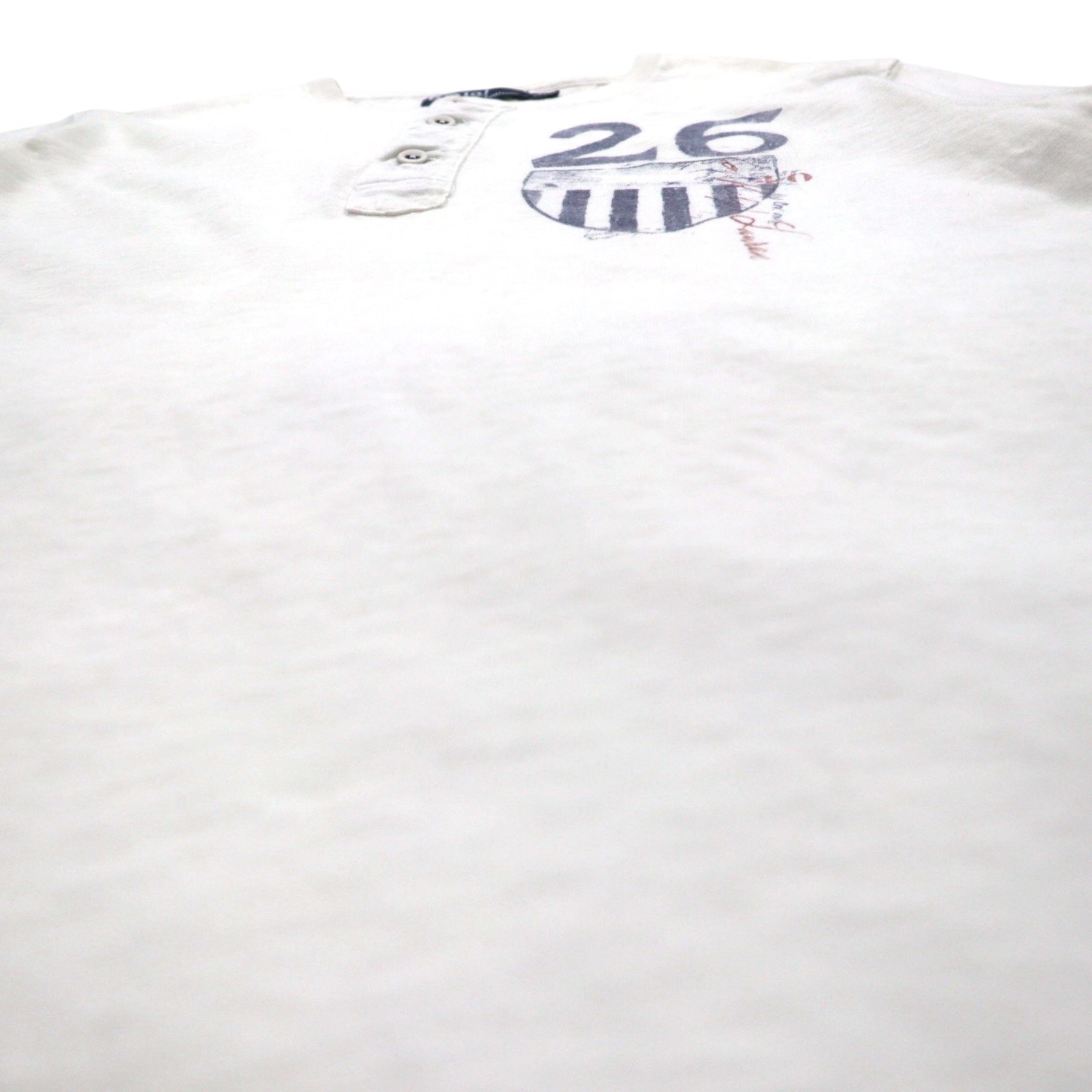 Polo by Ralph Lauren Maglietta a maniche corte Henley XL bianca, stampa a inchiostro, numerazione, CUSTOM FIT