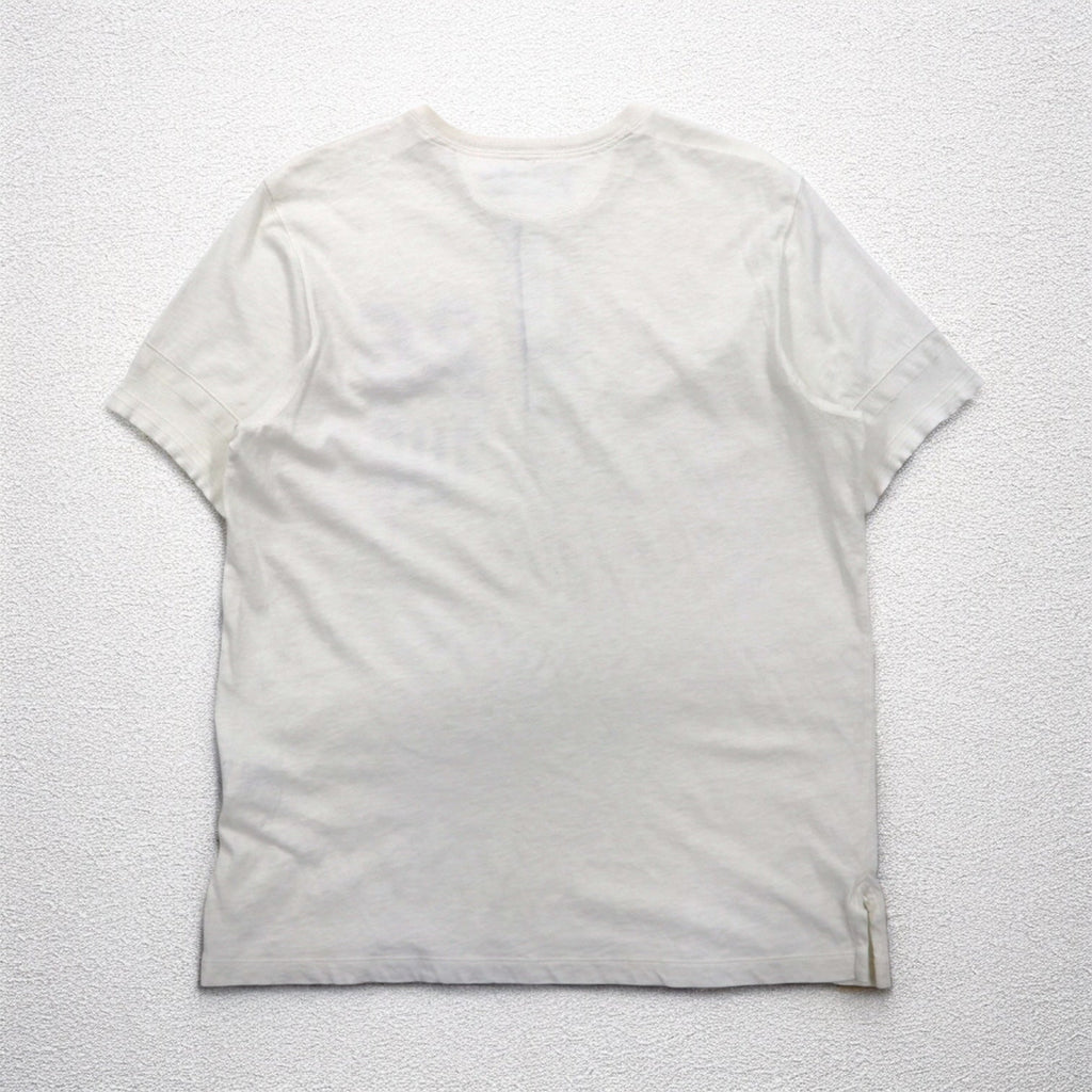 Polo by Ralph Lauren Maglietta a maniche corte Henley XL bianca, stampa a inchiostro, numerazione, CUSTOM FIT