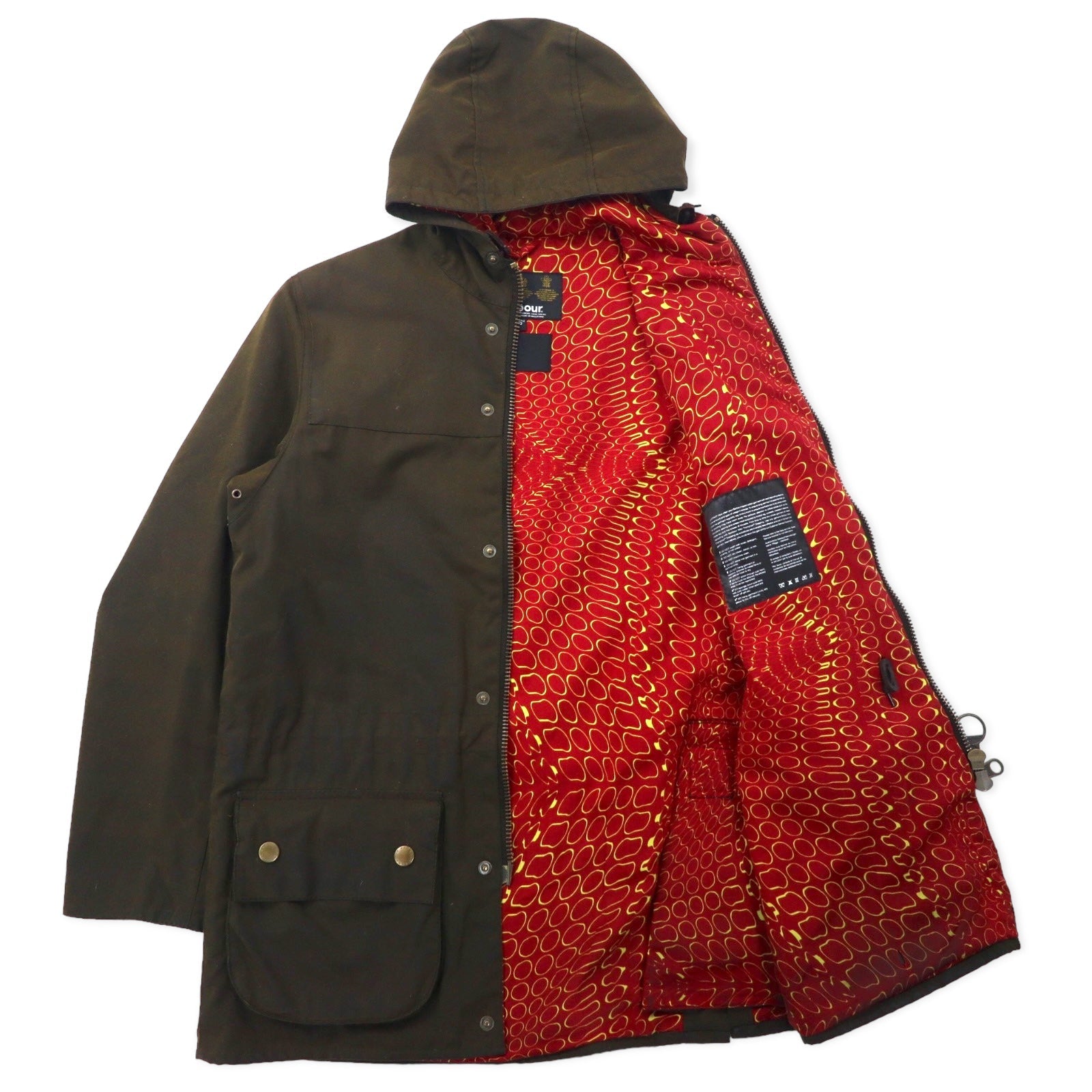 Barbour × ID URBAN RESEARCH × LOWPRO Giacca cerata con cappuccio, Made in UK, taglia 36, marrone, cotone, coulisse, vestibilità SLIM FIT DURHAM 1102007