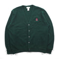 IZOD 90年代 アクリル ニット Vネック カーディガン L グリーン ワンポイントロゴ