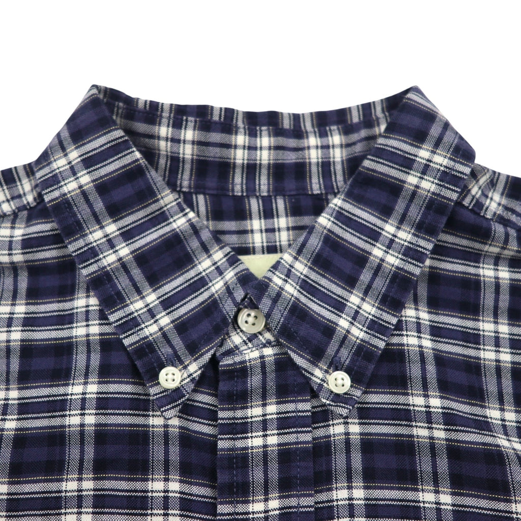 Eddie Bauer 90年代 ボタンダウンシャツ L ネイビー コットン チェック 胸ポケット