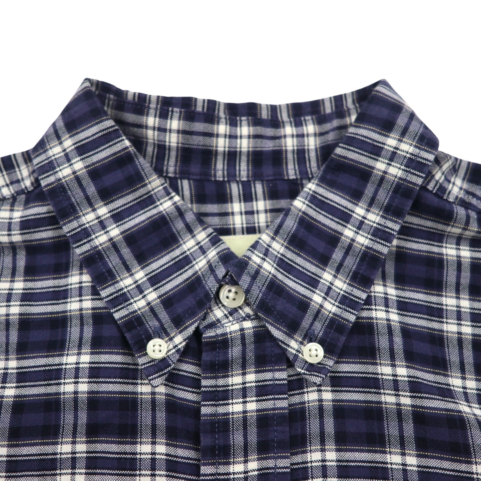 Eddie Bauer 90年代 ボタンダウンシャツ L ネイビー コットン チェック 胸ポケット