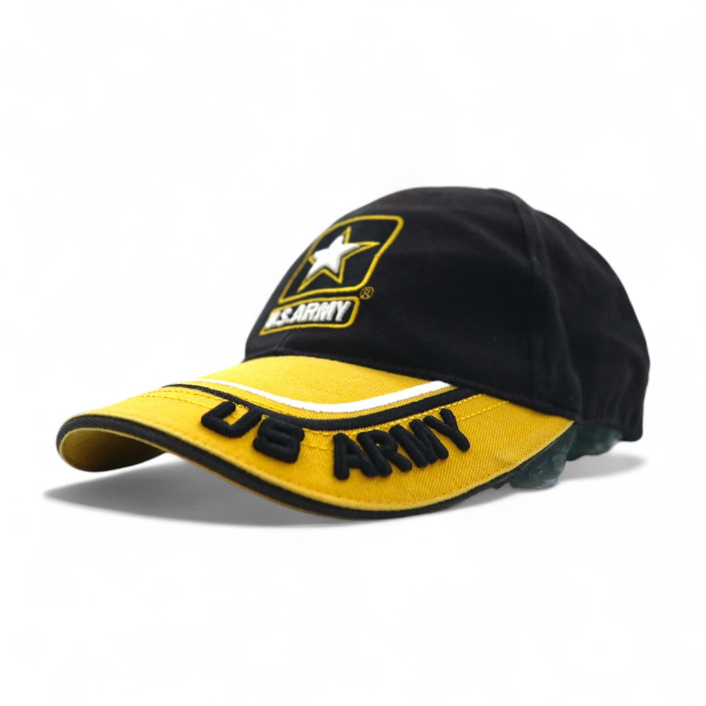 U.S. ARMY Berretto bicolor 6 pannelli TAGLIA UNICA Velcro Nero Giallo Cotone