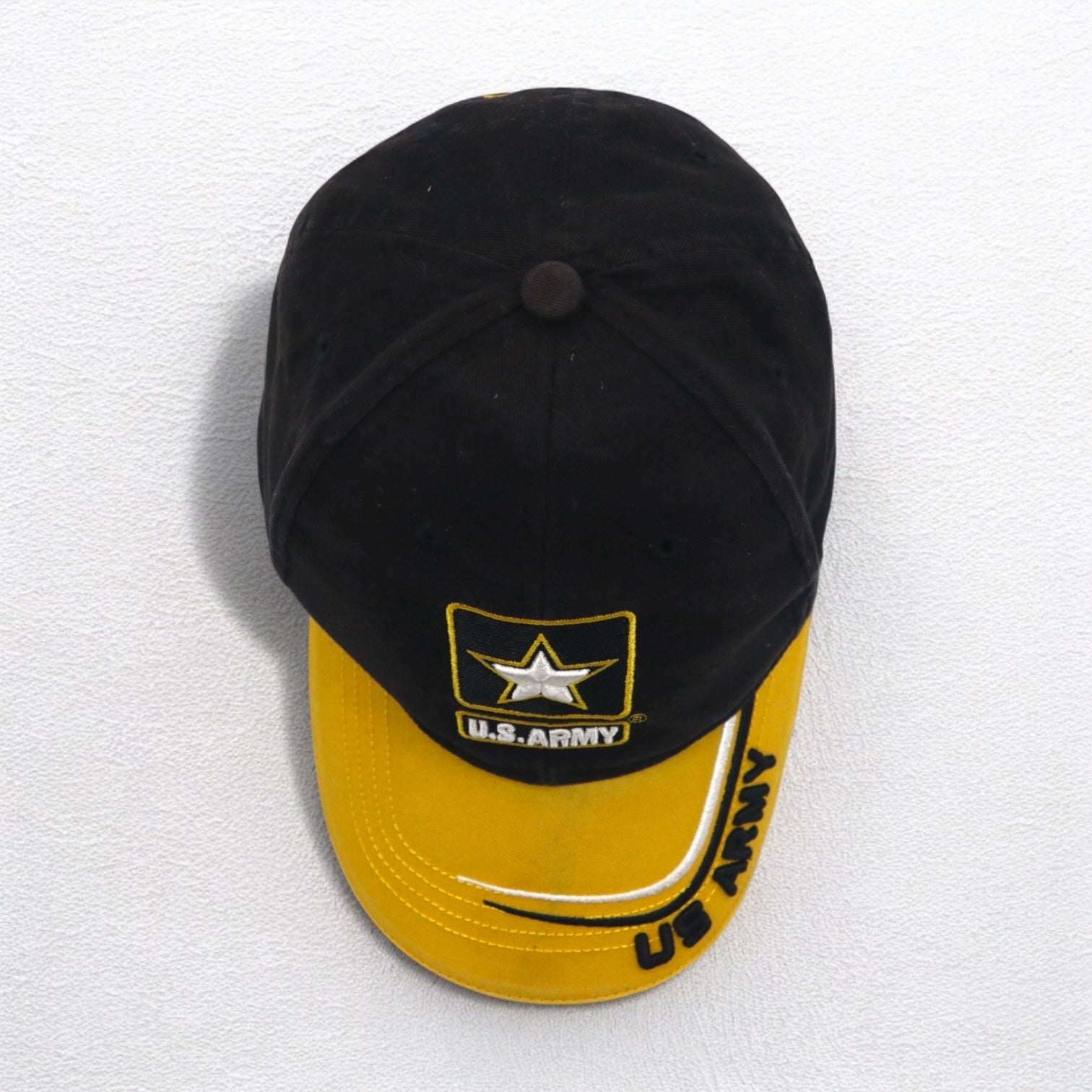 U.S. ARMY Berretto bicolor 6 pannelli TAGLIA UNICA Velcro Nero Giallo Cotone
