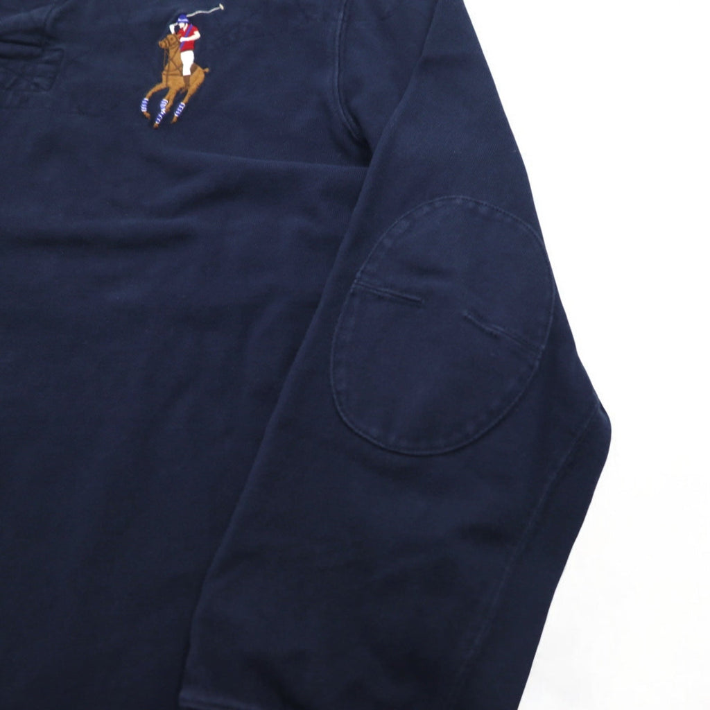 Polo by Ralph Lauren 90年代 ビッグポニー刺繍 ラガーシャツ XXL ネイビー ナンバリング エルボーパッチ スリランカ製