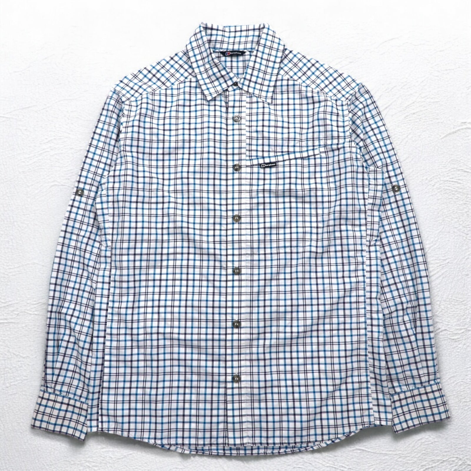 Camicia Berghaus Drytech M bianco/blu a quadri poliestere CHECKED SHIRT LS 20799