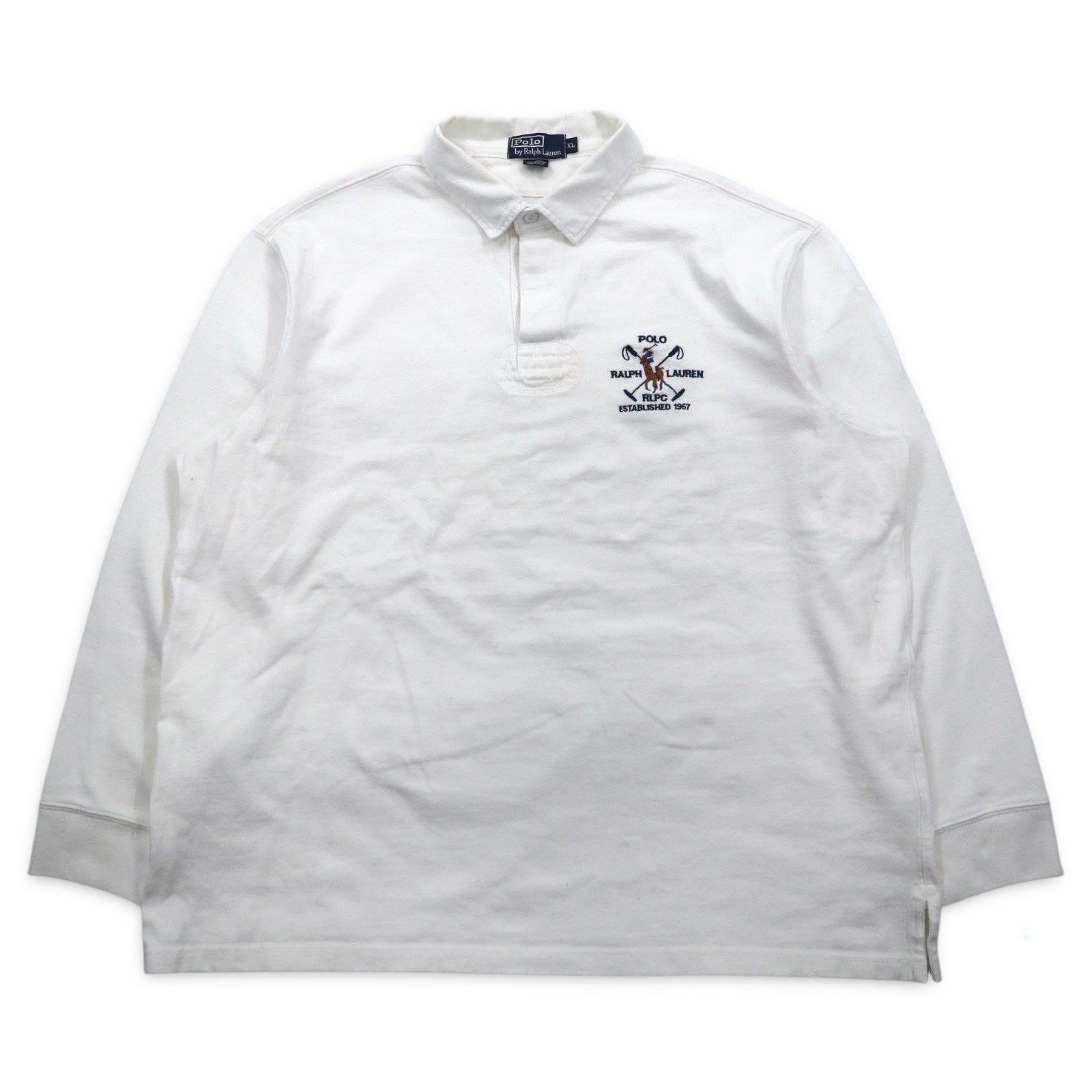 Polo by Ralph Lauren 90年代 RLPC ポニー刺繍 ラガーシャツ XL ホワイト スリランカ製