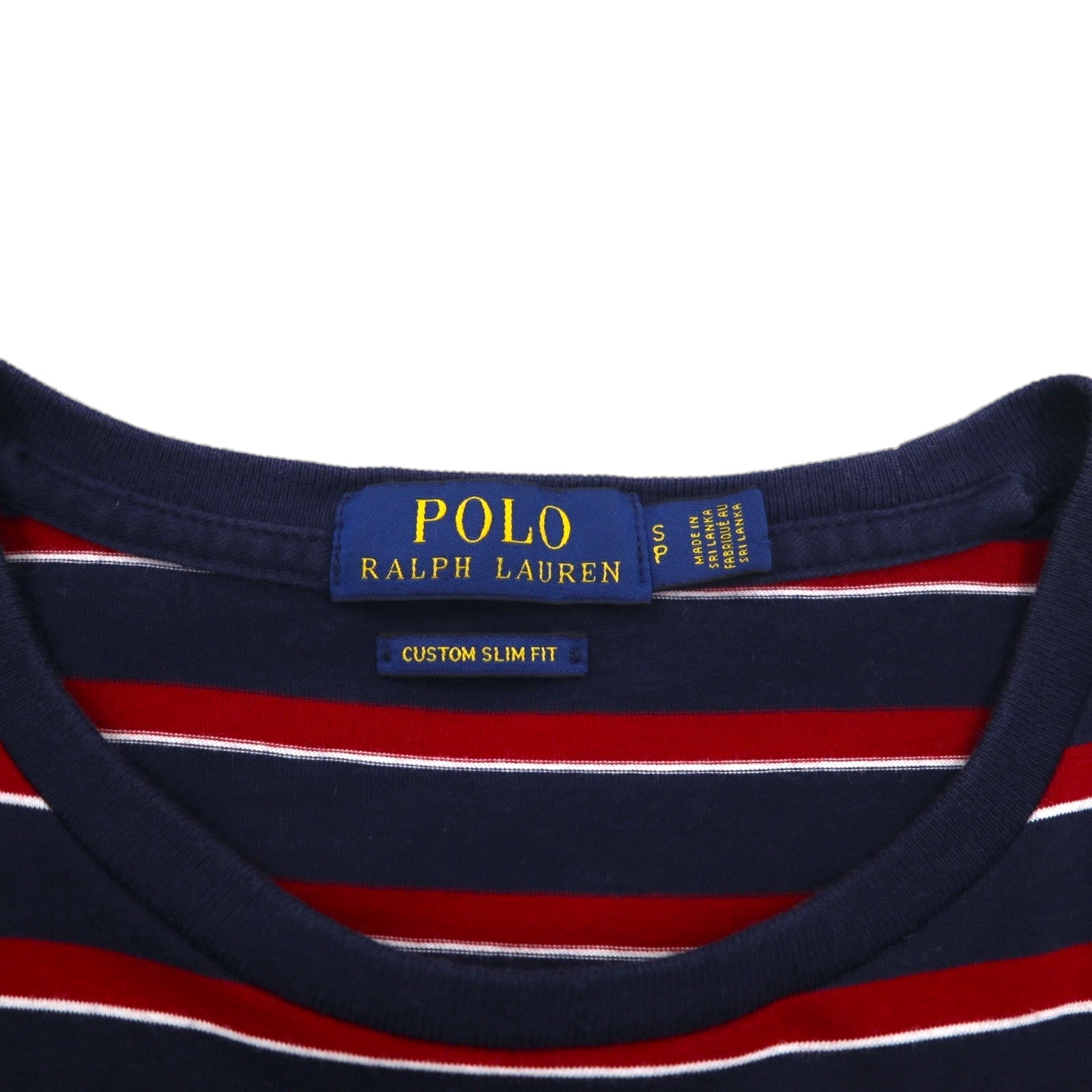 POLO RALPH LAUREN T-shirt a righe multicolore con taschino, taglia S, multicolore, cotone, logo RLFC ricamato, made in Sri Lanka