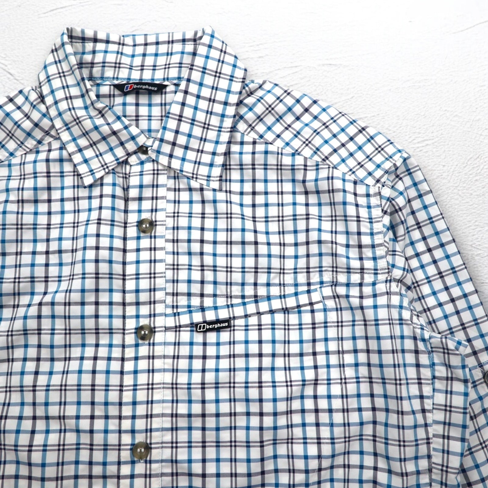Camicia Berghaus Drytech M bianco/blu a quadri poliestere CHECKED SHIRT LS 20799