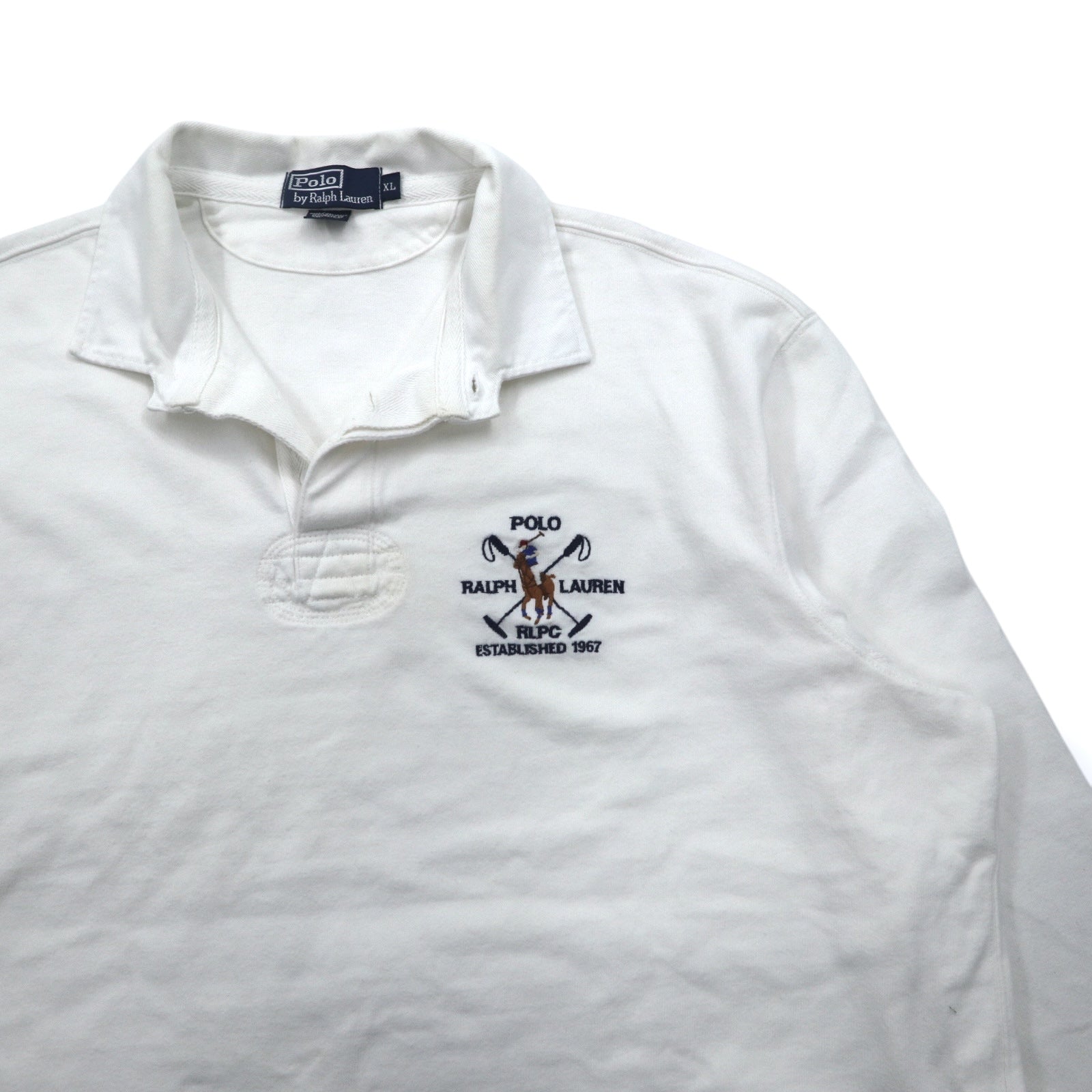Polo by Ralph Lauren 90年代 RLPC ポニー刺繍 ラガーシャツ XL ホワイト スリランカ製