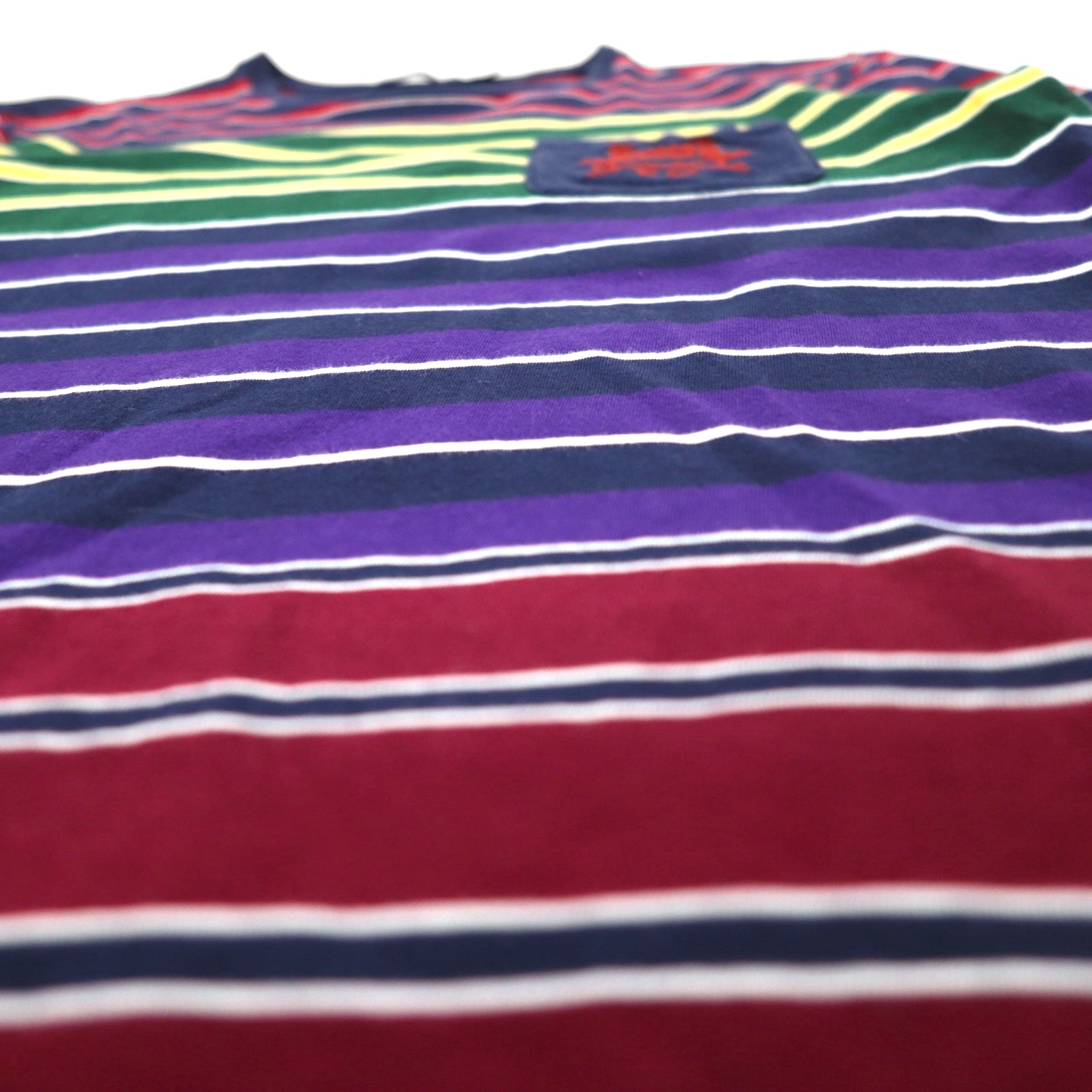 POLO RALPH LAUREN T-shirt a righe multicolore con taschino, taglia S, multicolore, cotone, logo RLFC ricamato, made in Sri Lanka