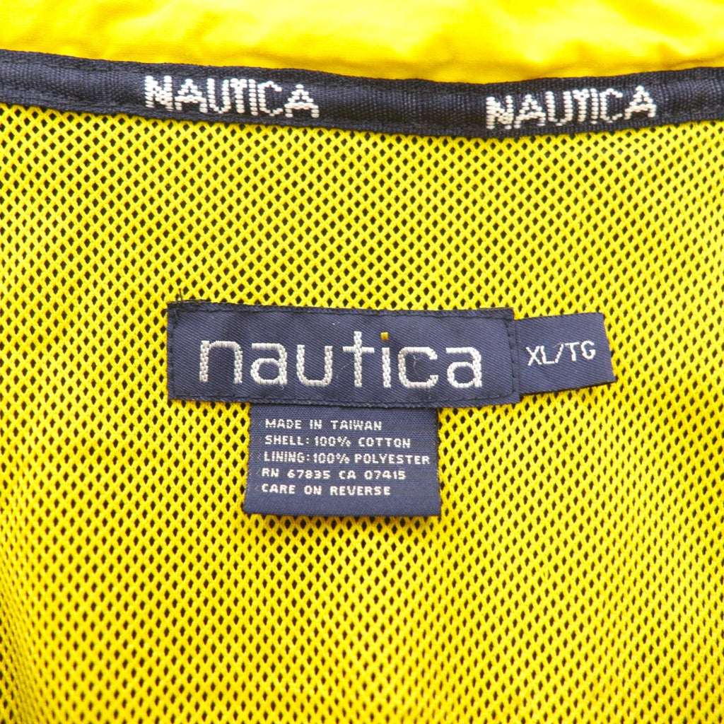 Giacca a vela Nautica anni '90, giacca a vento in nylon, taglia XL, blu navy, cotone, cappuccio a scomparsa, logo ricamato.
