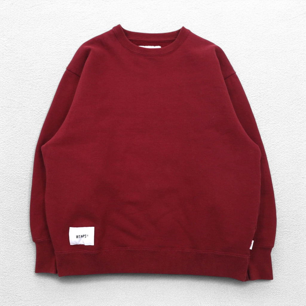 WTAPS バックパッチ クルーネック スウェット ボルドー M コットン 232ATDT-CSM19