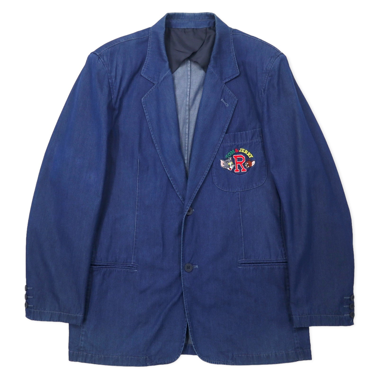 JC de Castelbajac × TURNER ENTERTAINMENT Made in Italy Anni '90 Blazer sartoriale 2 bottoni in denim Made in Italy 50 Blu Cotone TOM & JERRY Tom & Jerry