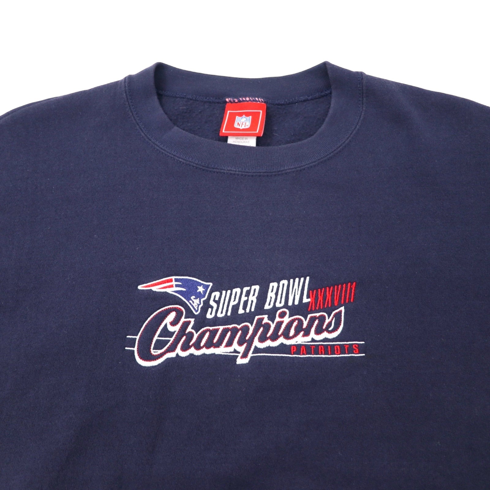 NFL Patriots felpa ricamata taglia XL blu navy cotone interno felpato SUPER BOWL Champions taglia grande