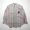 Polo Ralph Lauren 90年代 クレリックシャツ L グレー ストライプ 胸ポケット ワッペン エンブレム