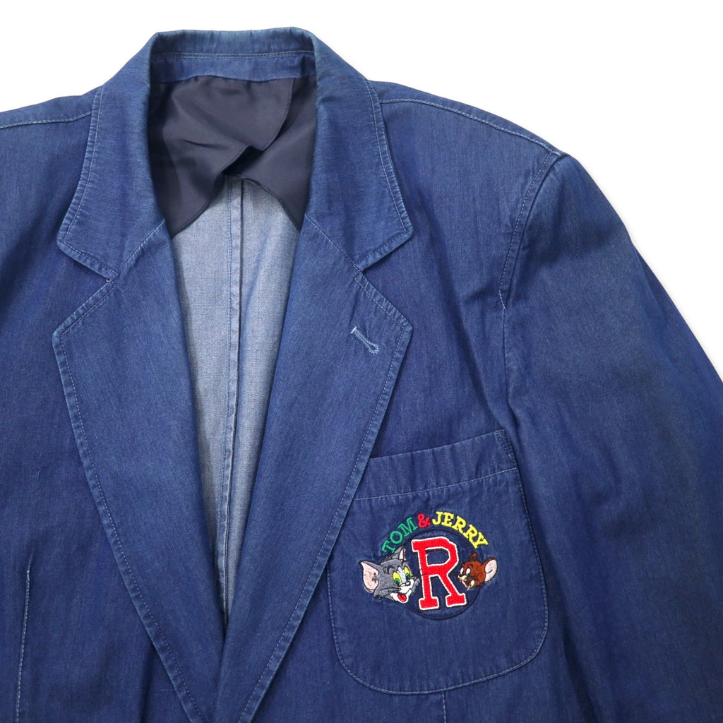 JC de Castelbajac × TURNER ENTERTAINMENT Made in Italy Anni '90 Blazer sartoriale 2 bottoni in denim Made in Italy 50 Blu Cotone TOM & JERRY Tom & Jerry