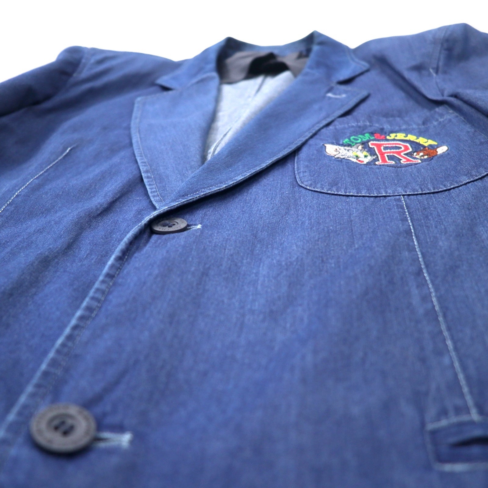 JC de Castelbajac × TURNER ENTERTAINMENT Made in Italy Anni '90 Blazer sartoriale 2 bottoni in denim Made in Italy 50 Blu Cotone TOM & JERRY Tom & Jerry