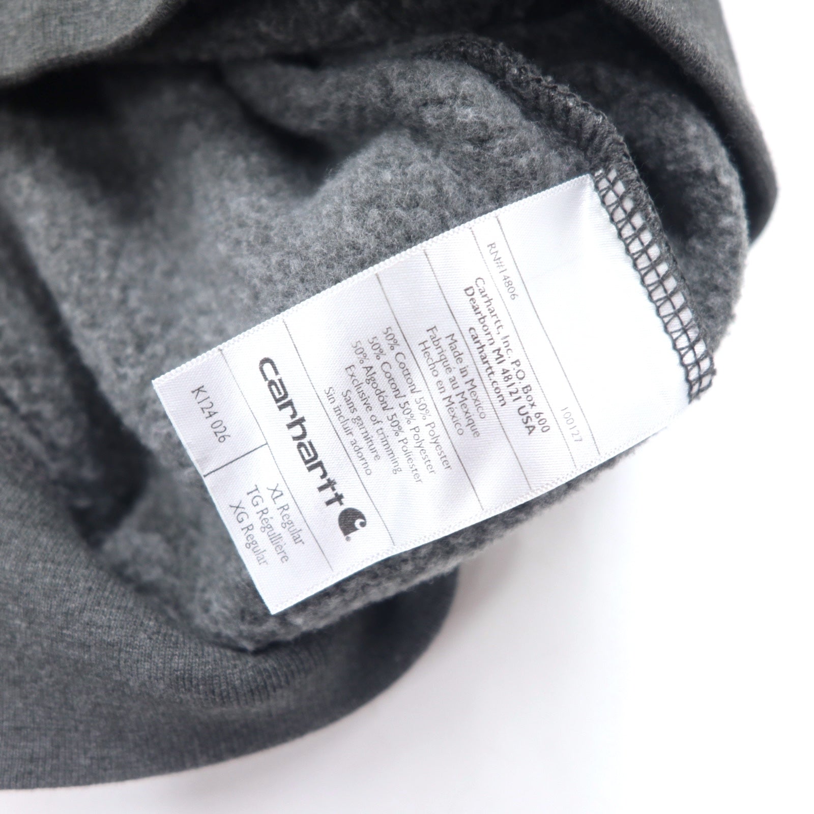 carhartt Felpa girocollo midweight XL grigio cotone felpata interno Stampa azienda US LIPPERT MIDWEIGHT CREWNECK SWEATSHIRT K124 026 Prodotto in Messico