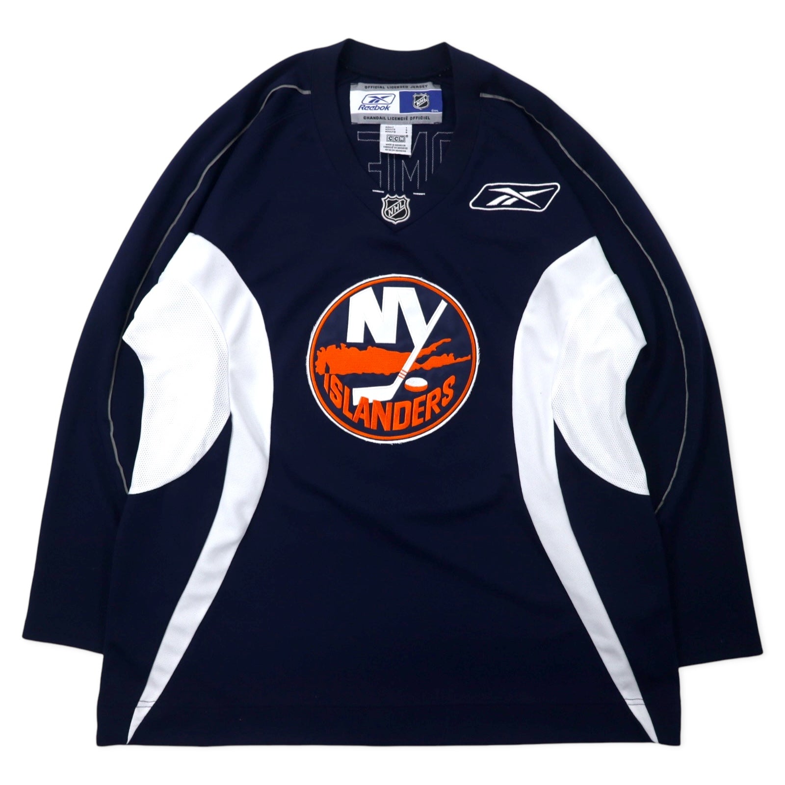 Reebok maglia da hockey L blu navy poliestere CCM jersey NHL NY ISLANDERS numerata taglia grande