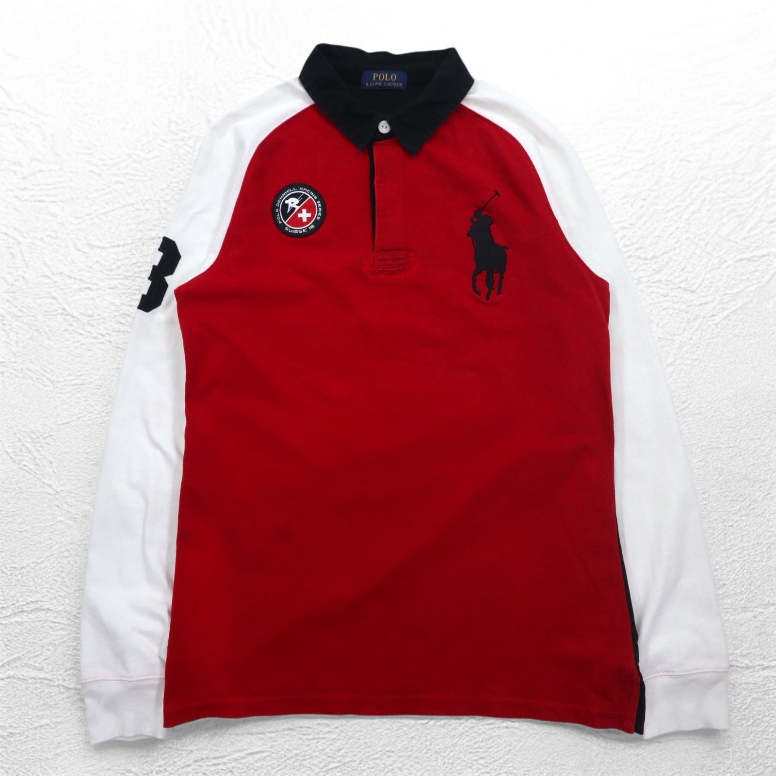 POLO RALPH LAUREN Big Pony Rugby Shirt XL Rosso Svizzera POLO DOWNHILL RACING SERIES