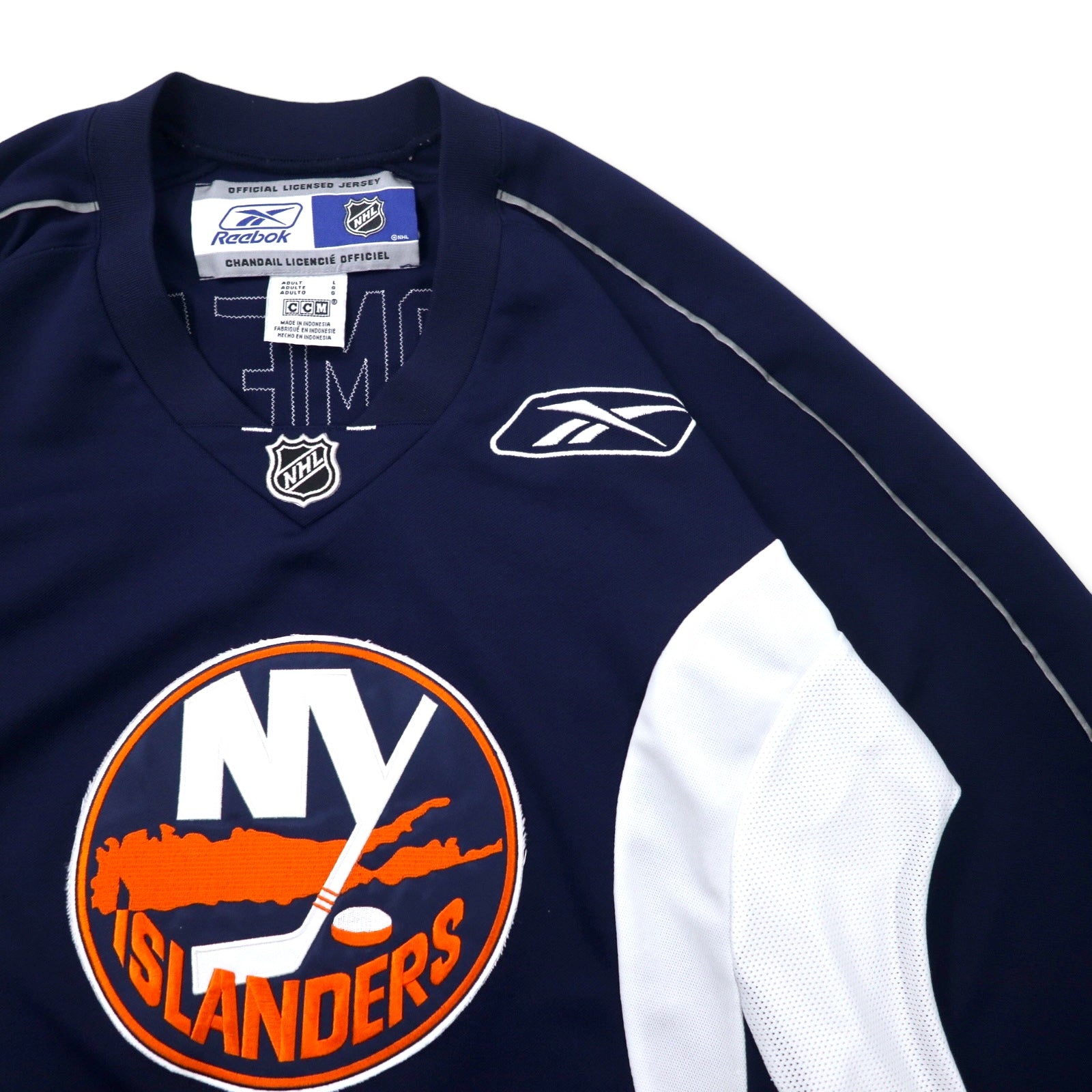 Reebok maglia da hockey L blu navy poliestere CCM jersey NHL NY ISLANDERS numerata taglia grande