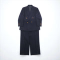 BURBERRY 80年代 日本製 ピークドラペル ダブルブレスト セットアップ スーツ S ネイビー ウール TASMANIA WOOL 紺ブレ 金ボタン ギャバジン