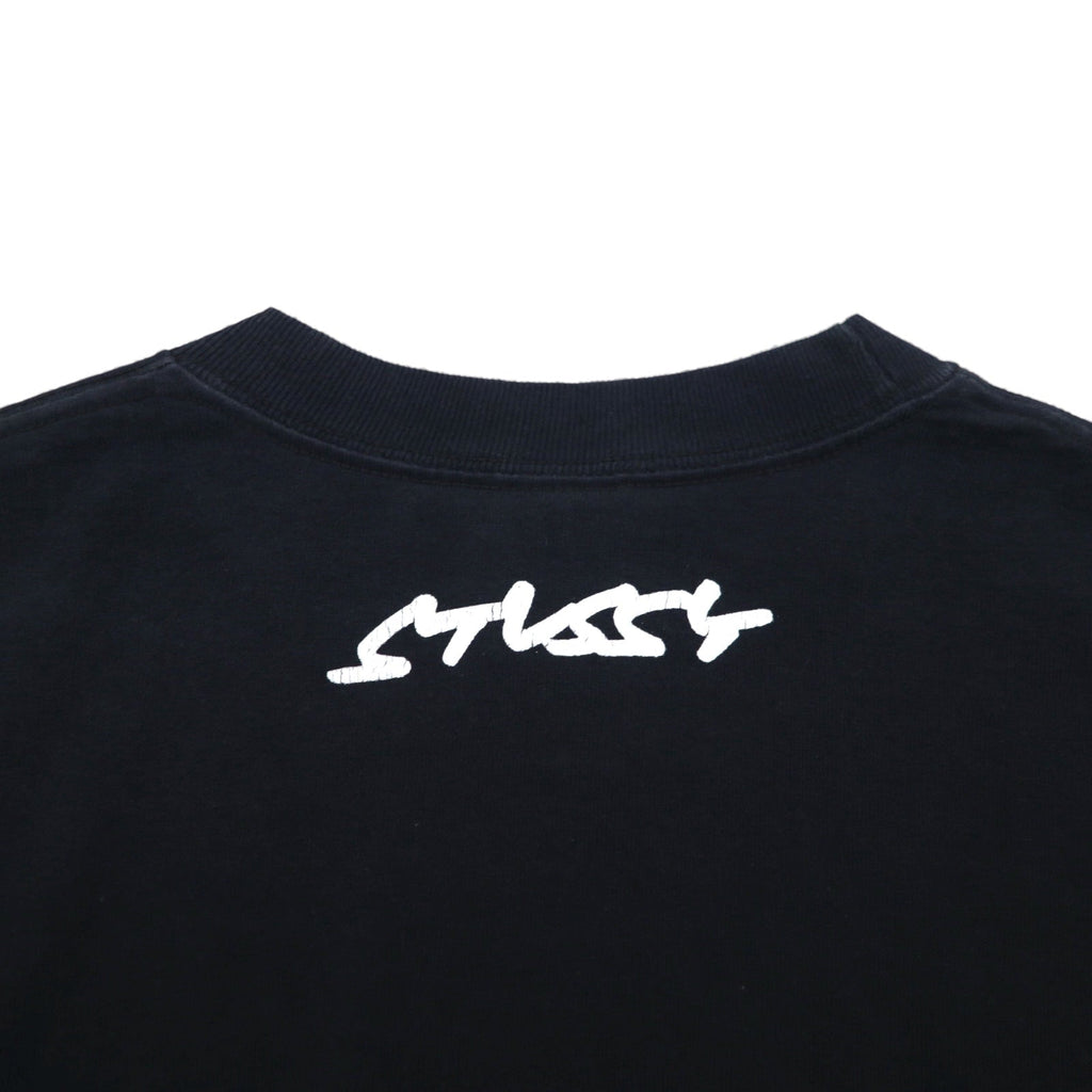 STUSSY T-shirt con stampa teschio pirata S nero cotone Made in Mexico