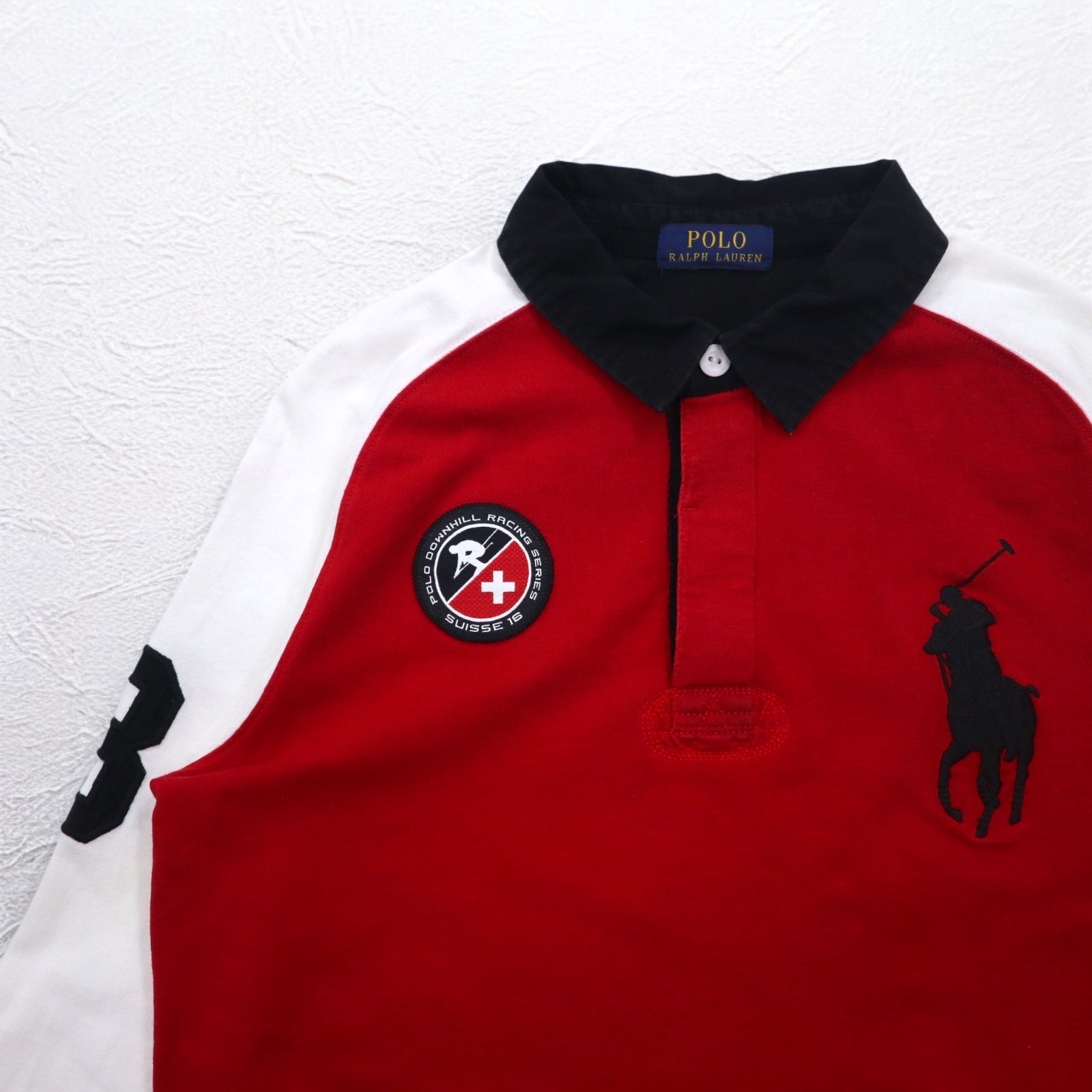 POLO RALPH LAUREN Big Pony Rugby Shirt XL Rosso Svizzera POLO DOWNHILL RACING SERIES