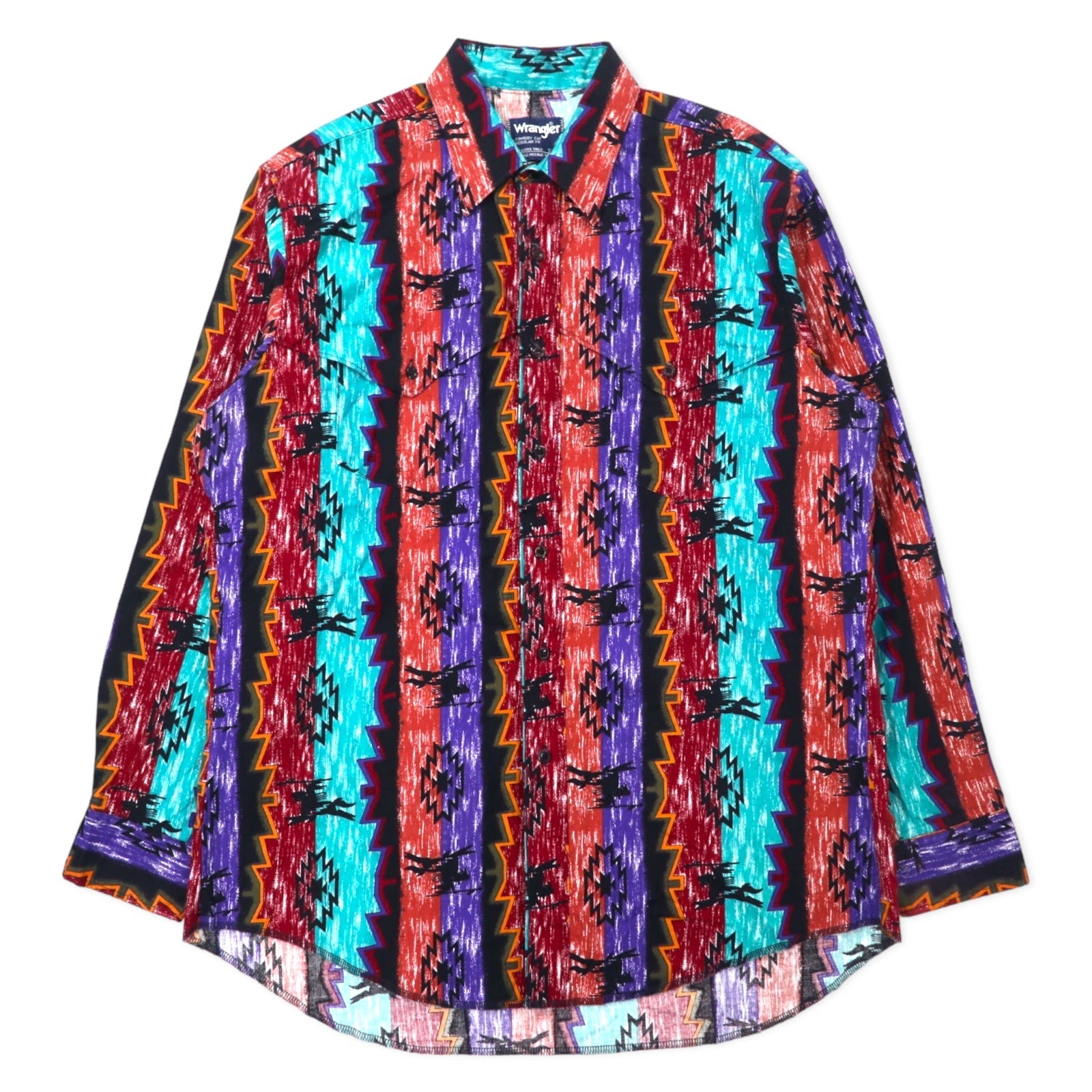 Camicia western Wrangler, anni '80, Made in USA, fantasia nativa, taglia XL, multicolore, in cotone