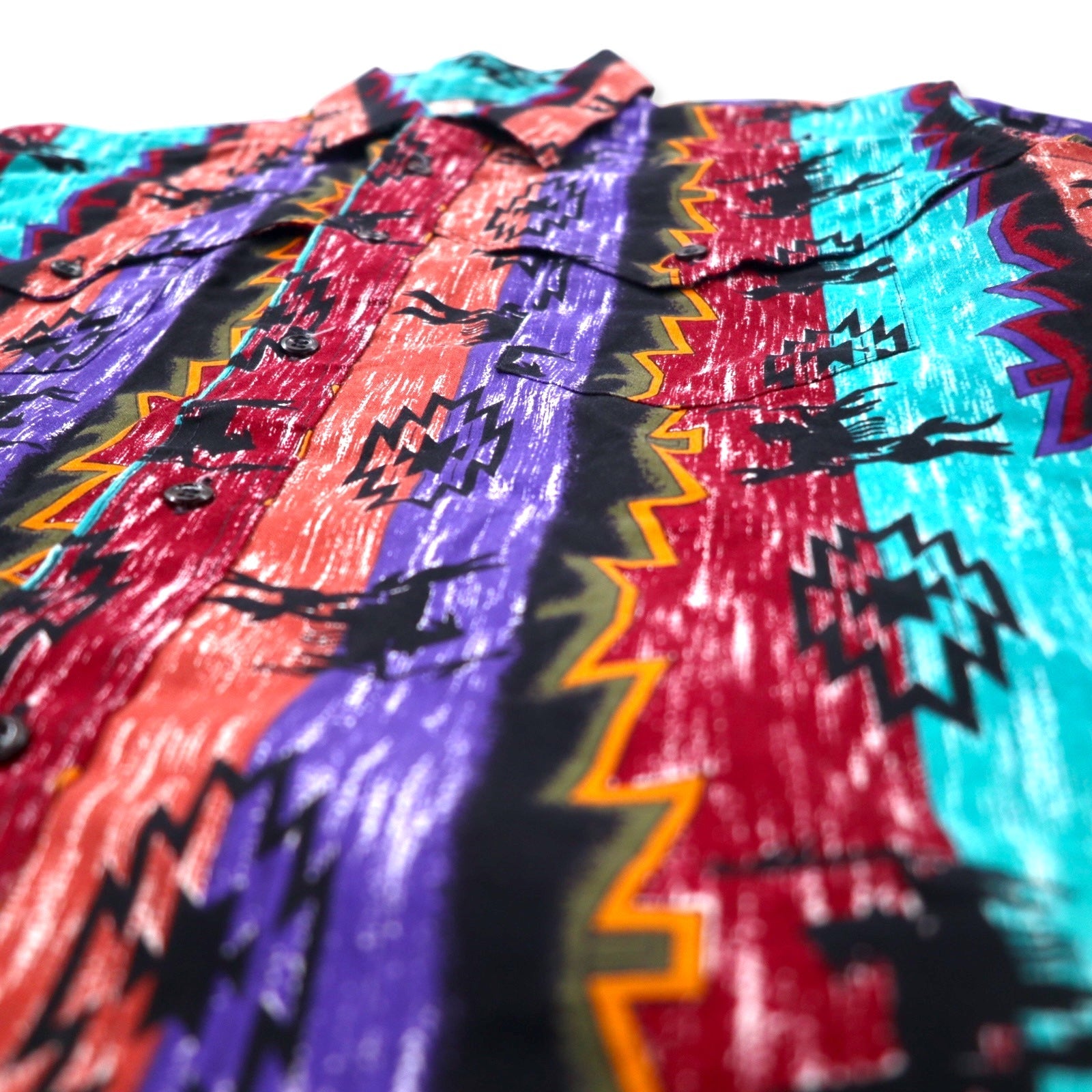 Camicia western Wrangler, anni '80, Made in USA, fantasia nativa, taglia XL, multicolore, in cotone