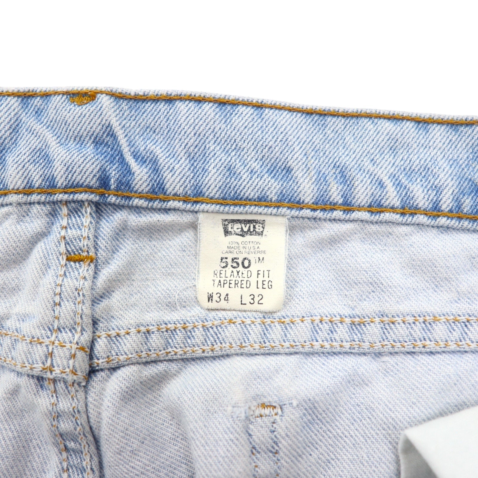 Levi's USA 550 RELAXED FIT TAPERED Jeans a gamba affusolata 34 blu cotone cerniera patta etichetta arancione