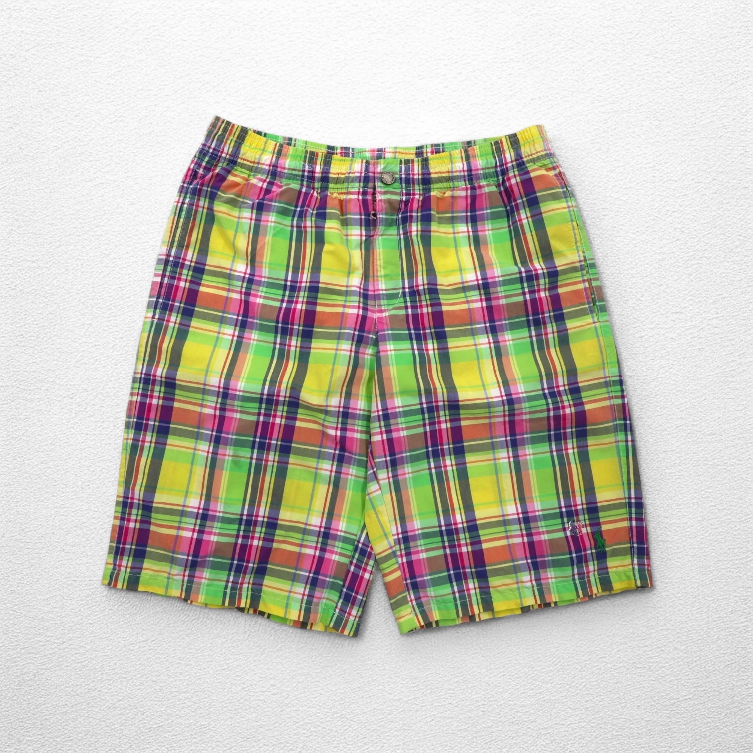 Polo by Ralph Lauren Pantaloncini Madras Anfibi L Giallo Ricamo Piccolo Pony