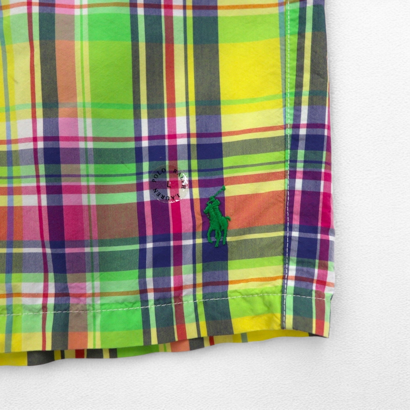 Polo by Ralph Lauren Pantaloncini Madras Anfibi L Giallo Ricamo Piccolo Pony