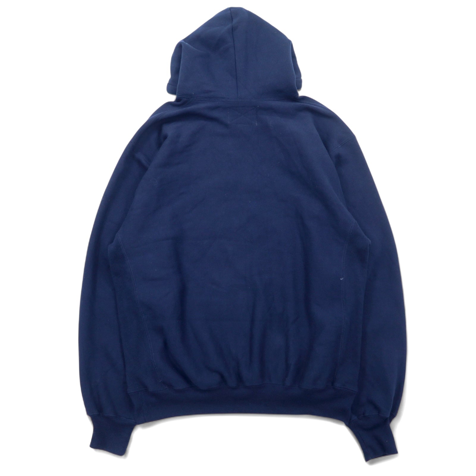Felpa con cappuccio pullover STEVE AND BARRY'S Reverse Weave anni '90, taglia L, blu navy, poliestere, motivo college ILLINOIS con logo ad arco, taglia oversize