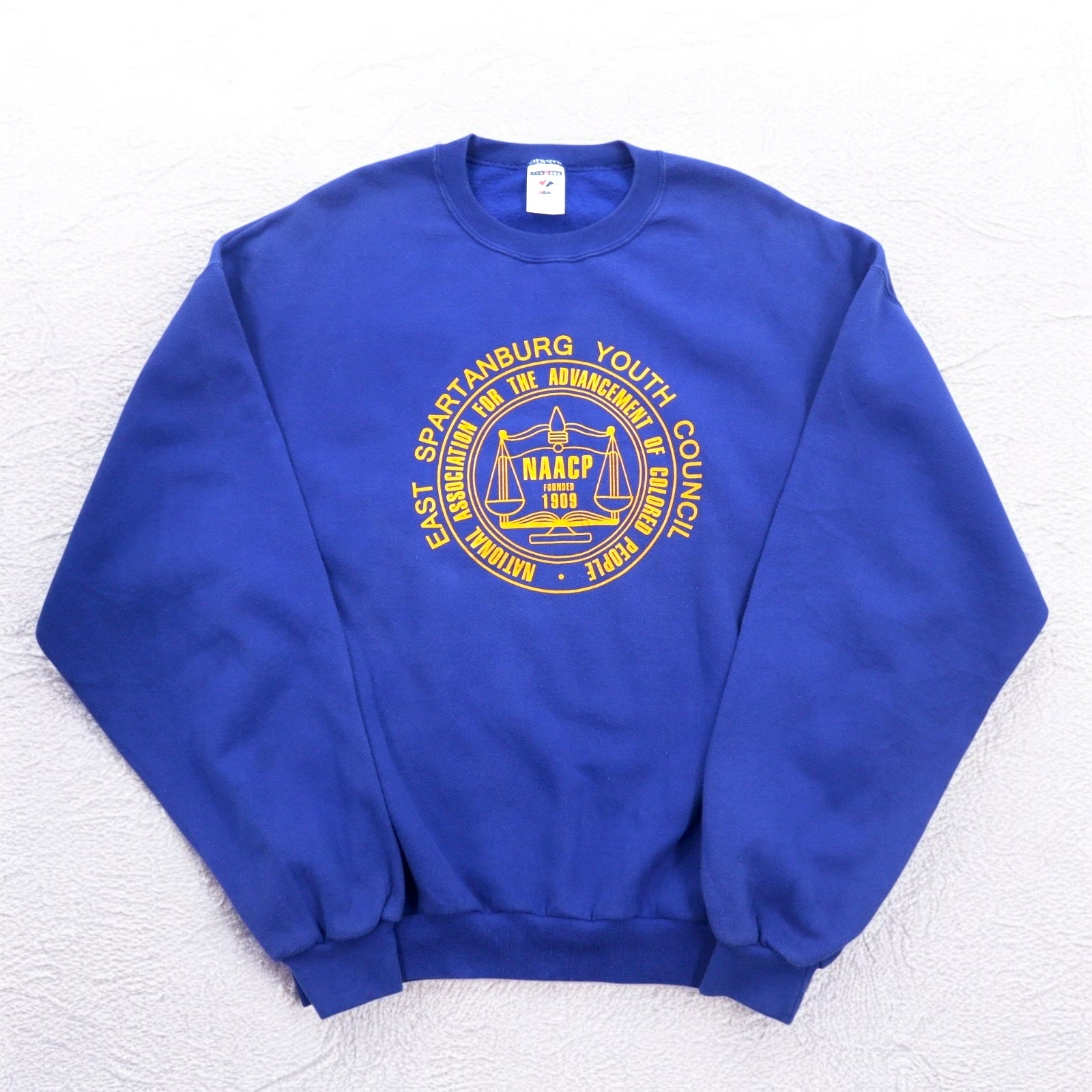 Felpa stampata JERZEES XL blu cotone interno felpato NAACP Made in Mexico