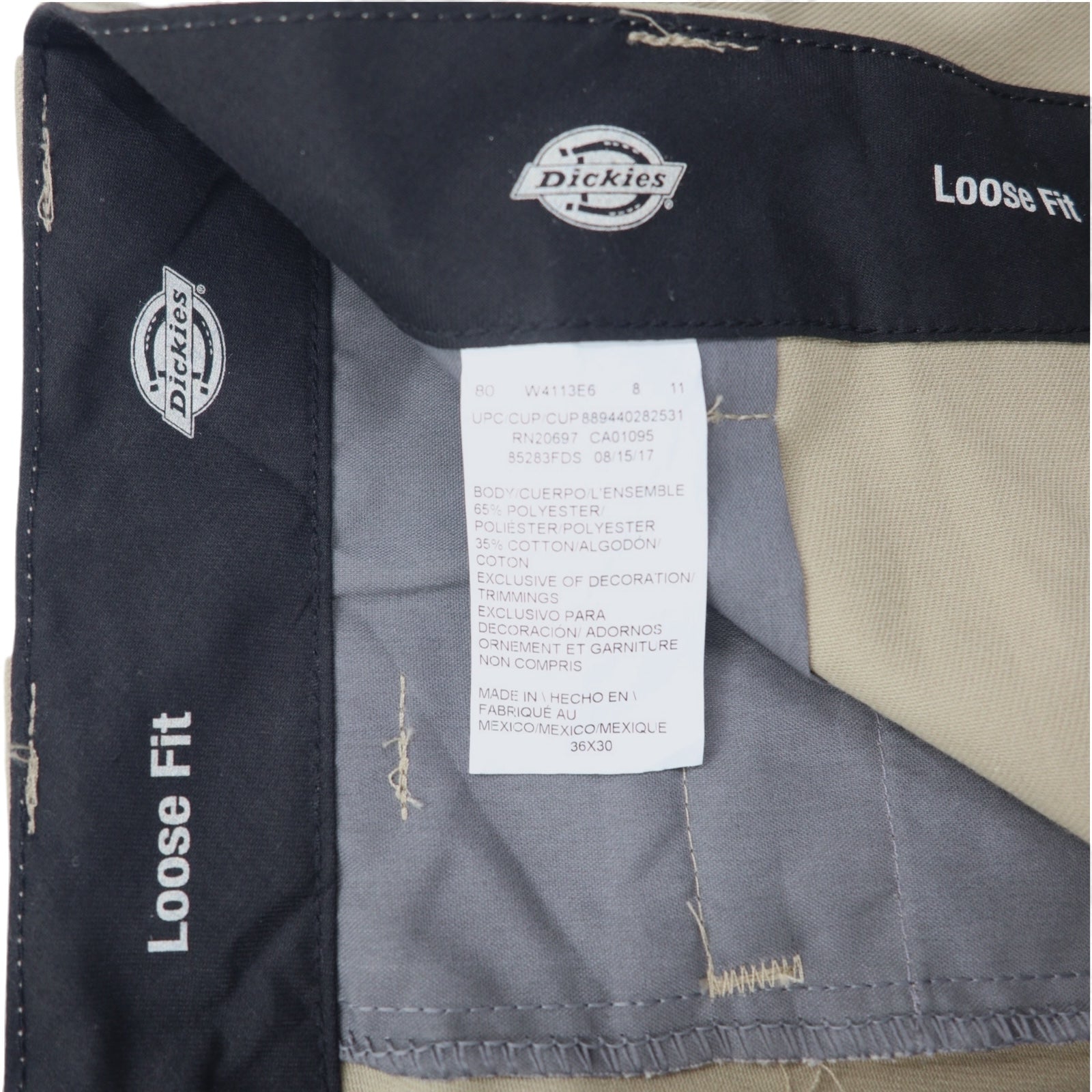 Dickies FLEX Pantalone da lavoro doppio ginocchio 36 Beige Cotone VESTIBILITÀ AMPIA 85283 Made in Messico