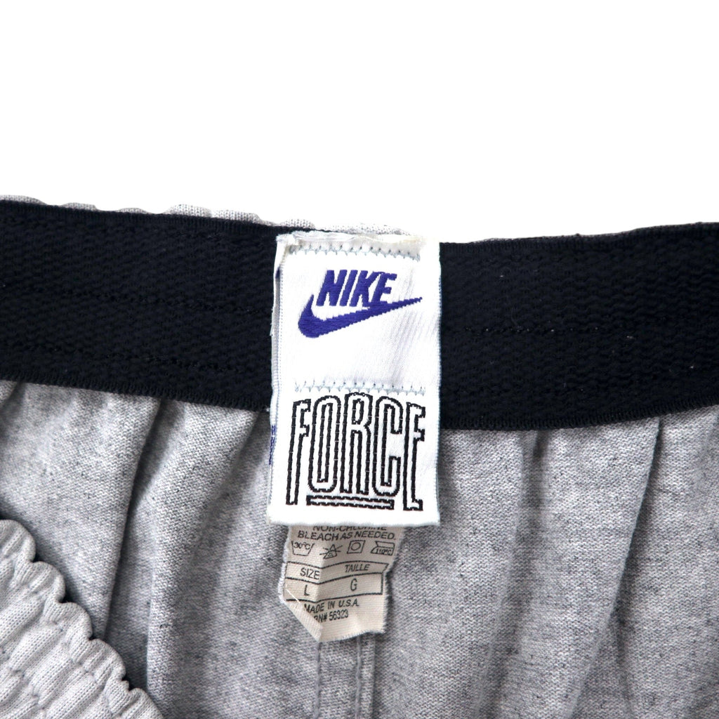 NIKE USA anni '90 etichetta argento FORCE pantaloncini da allenamento L grigio cotone logo Swoosh ricamato