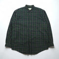 Eddie Bauer 90年代 ビッグサイズ ボタンダウン フランネルシャツ L グリーン コットン チェック