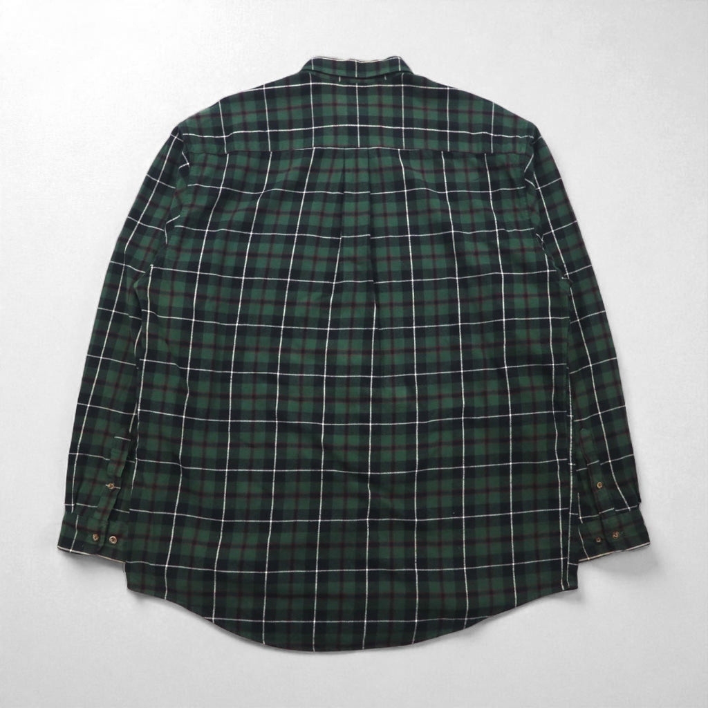 Eddie Bauer 90年代 ビッグサイズ ボタンダウン フランネルシャツ L グリーン コットン チェック