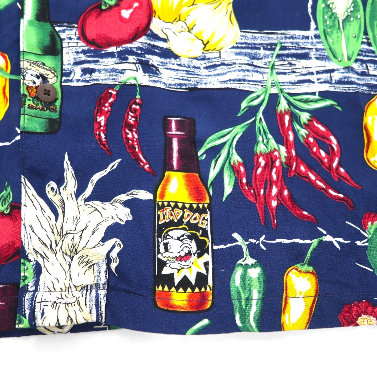 Big Dogs anni '90 camicia hawaiana XL blu navy motivo all-over in rayon