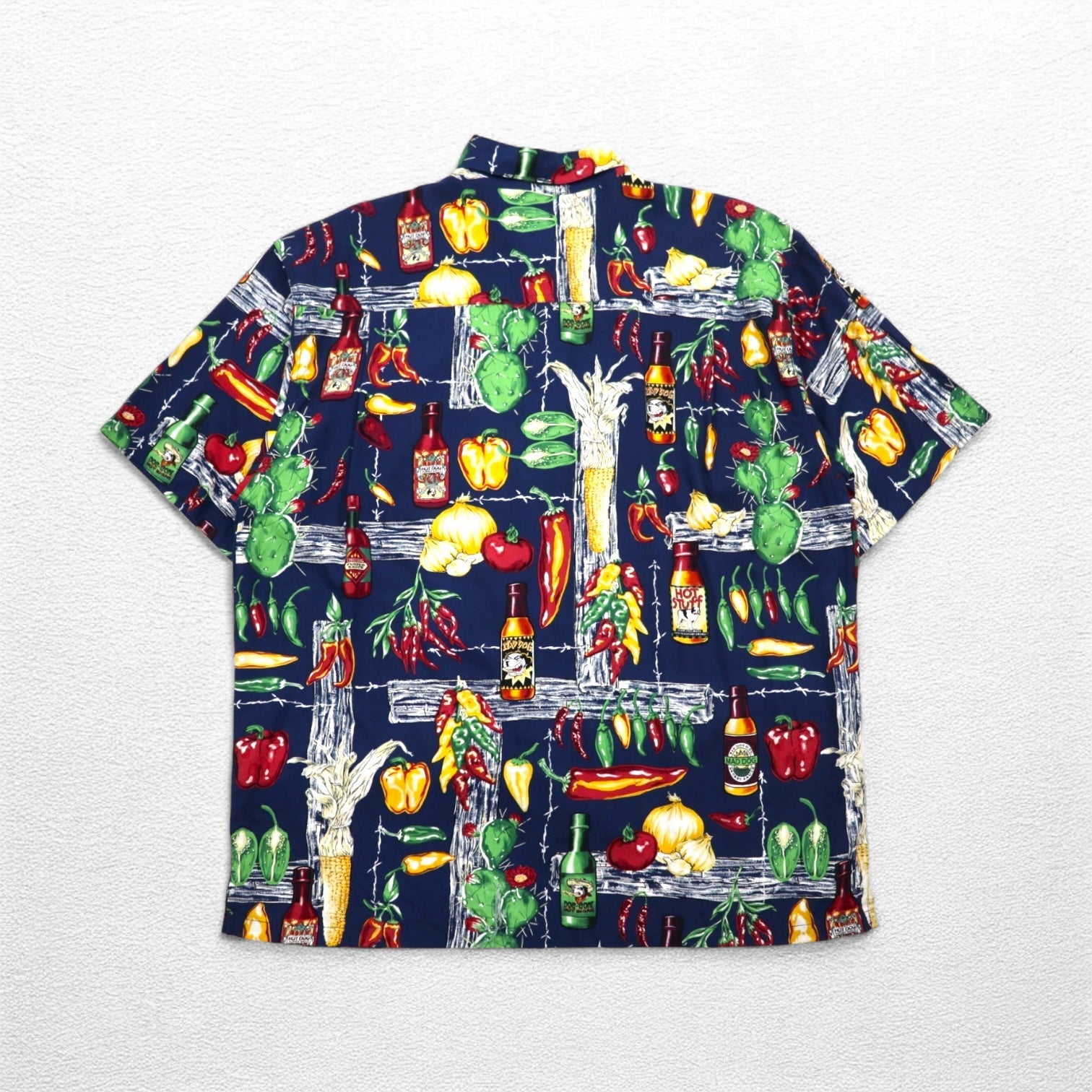 Big Dogs anni '90 camicia hawaiana XL blu navy motivo all-over in rayon