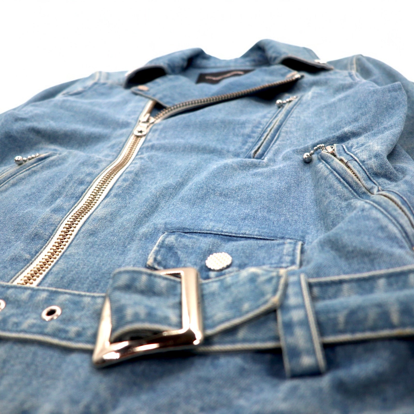 PHENOMENON Giacca in denim doppio petto stile motociclista taglia M, indaco blu, cotone JKT-235 Made in Japan