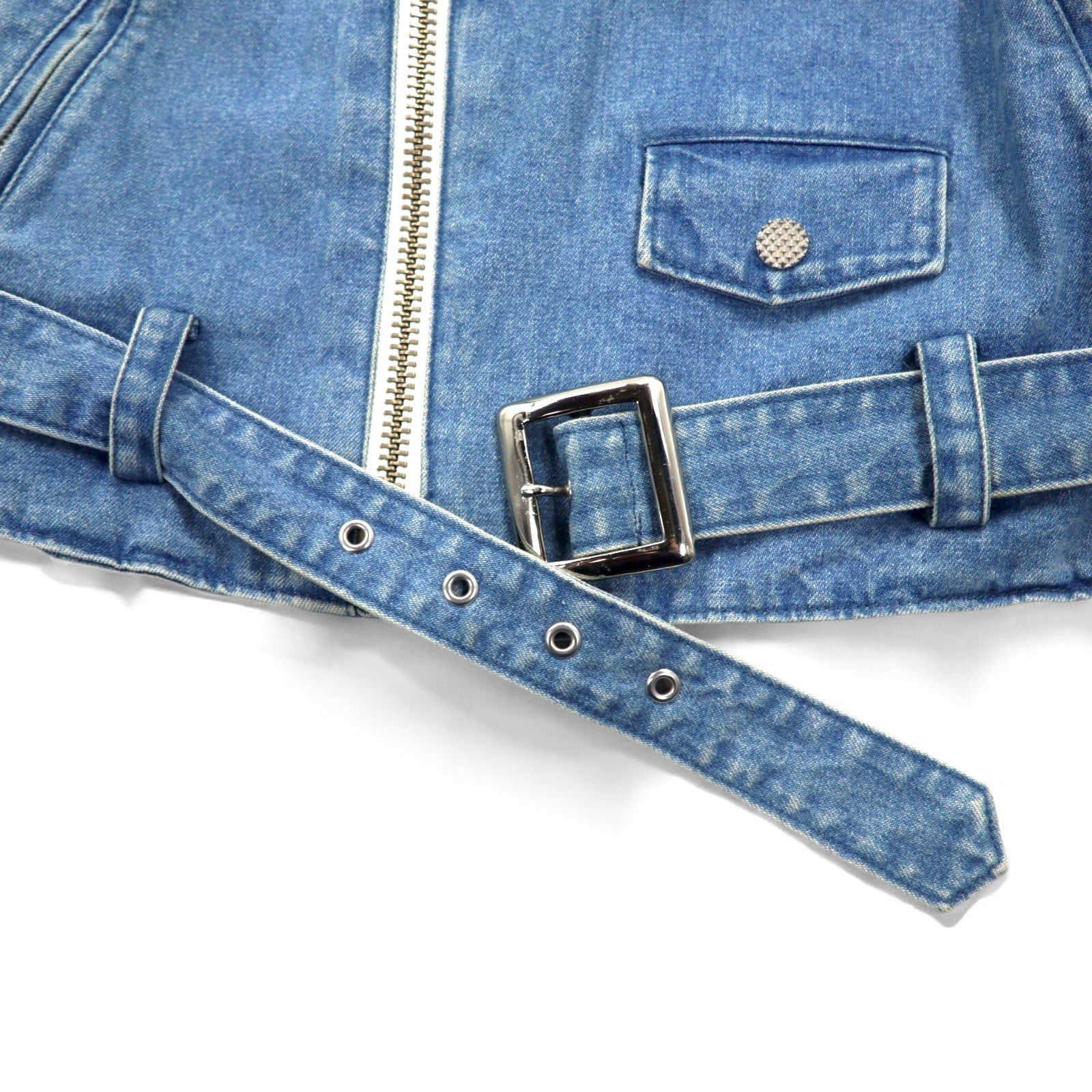 PHENOMENON Giacca in denim doppio petto stile motociclista taglia M, indaco blu, cotone JKT-235 Made in Japan